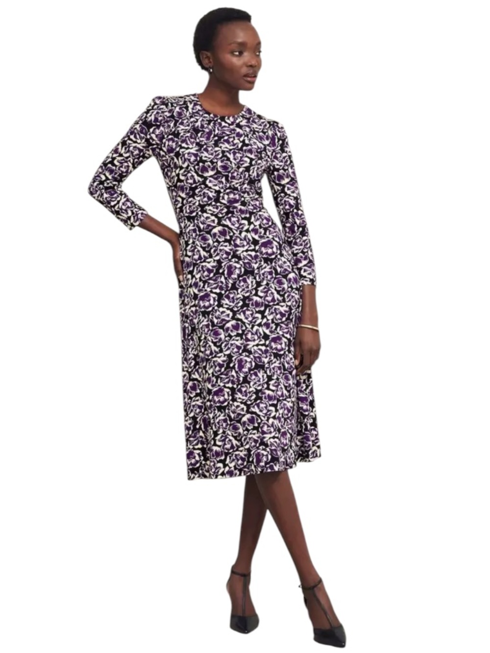Hobbs London Paige Jersey Dress in Purple Multi SZ US 8 EUC